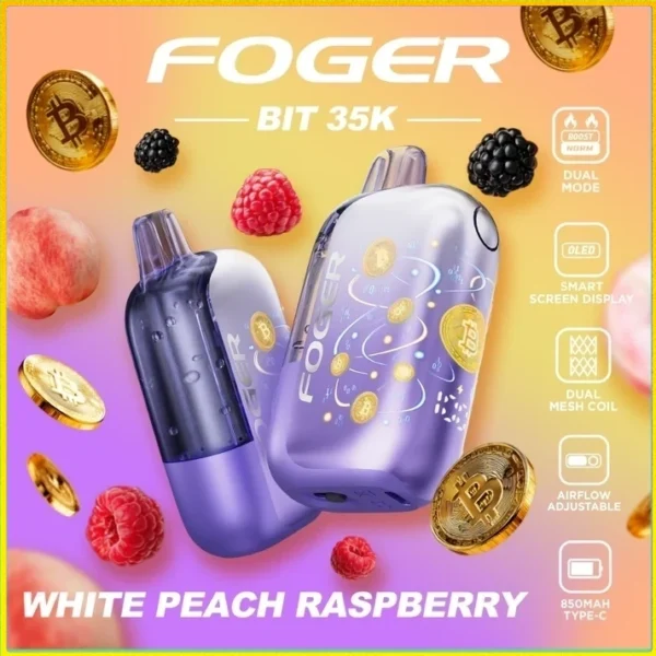white-peach-raspberry-foger-bit-35k-cover White Peach Raspberry – Foger Bit 35K Puffs
